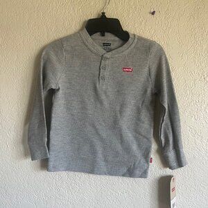 Boys Grey Levi's Waffle Thermal Long Sleeve Tee NWT
